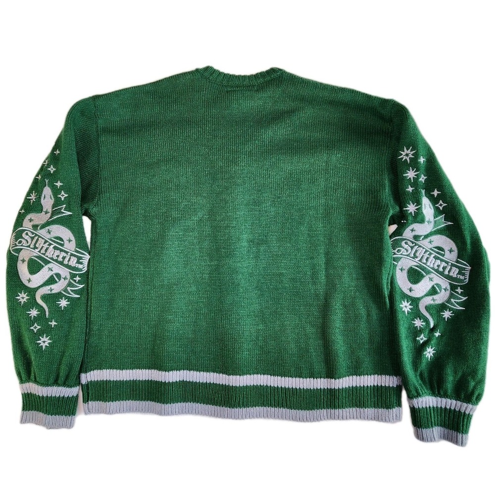 HARRY POTTER Slytherin Cardigan Sweater Unisex Small Green Wizarding World Snake - Picture 2 of 6